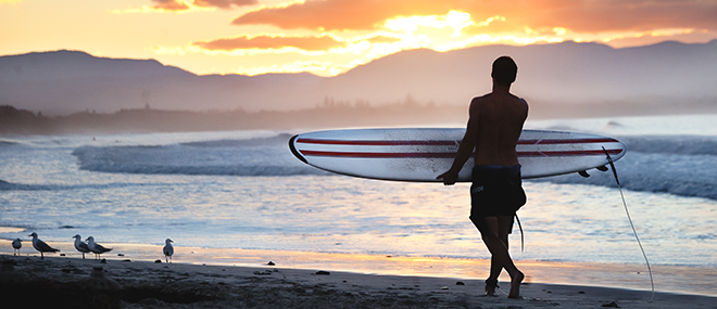 Learning to surf in Byron Bay