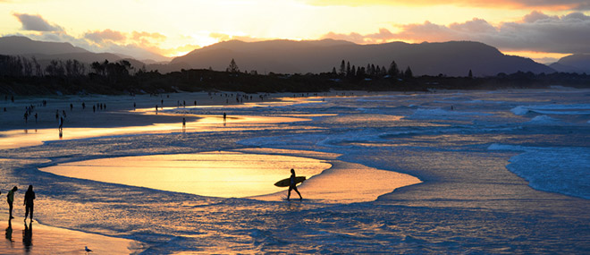Surfing at Byron Bay