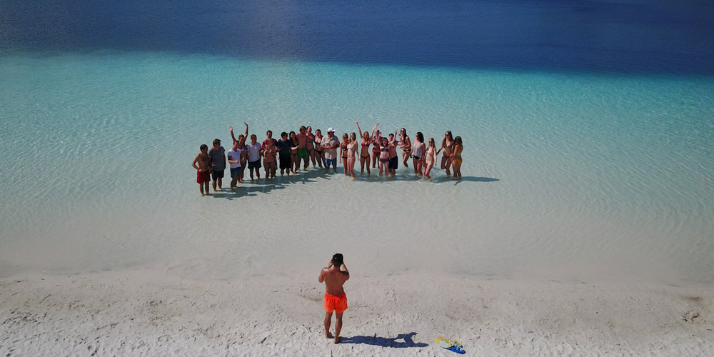 Group photo at Lake MacKenzie, Fraser Island
