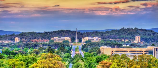 Views of Canberra at sunset