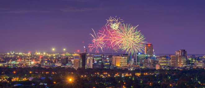 Fireworks over the Adelaide Skyline