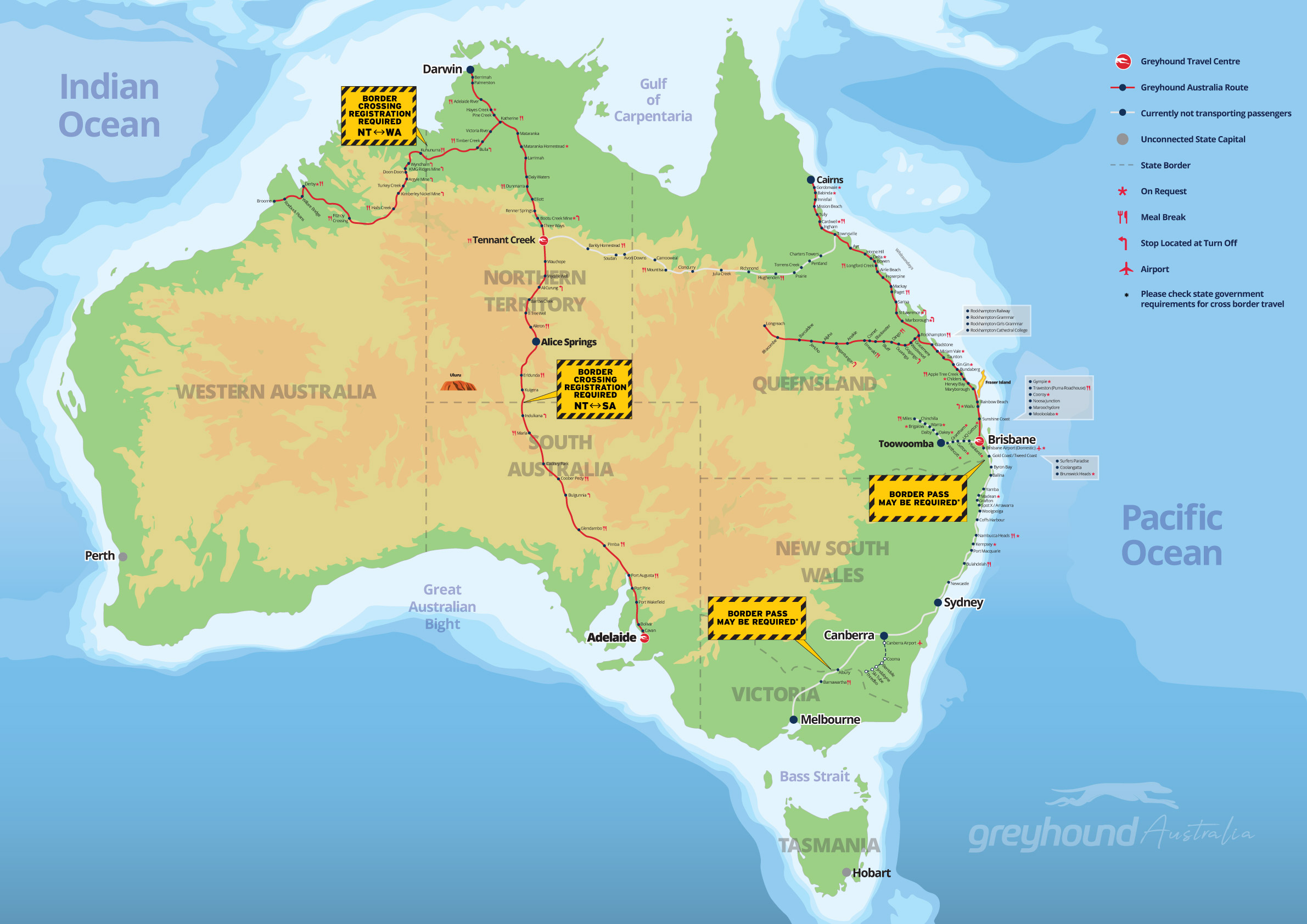 Greyhound Australia Network Map - effective 2 August 2021